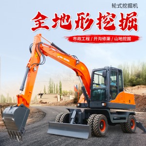 80轮式挖掘机 适应全地形 农用开荒工程破碎钩机 山鼎机械